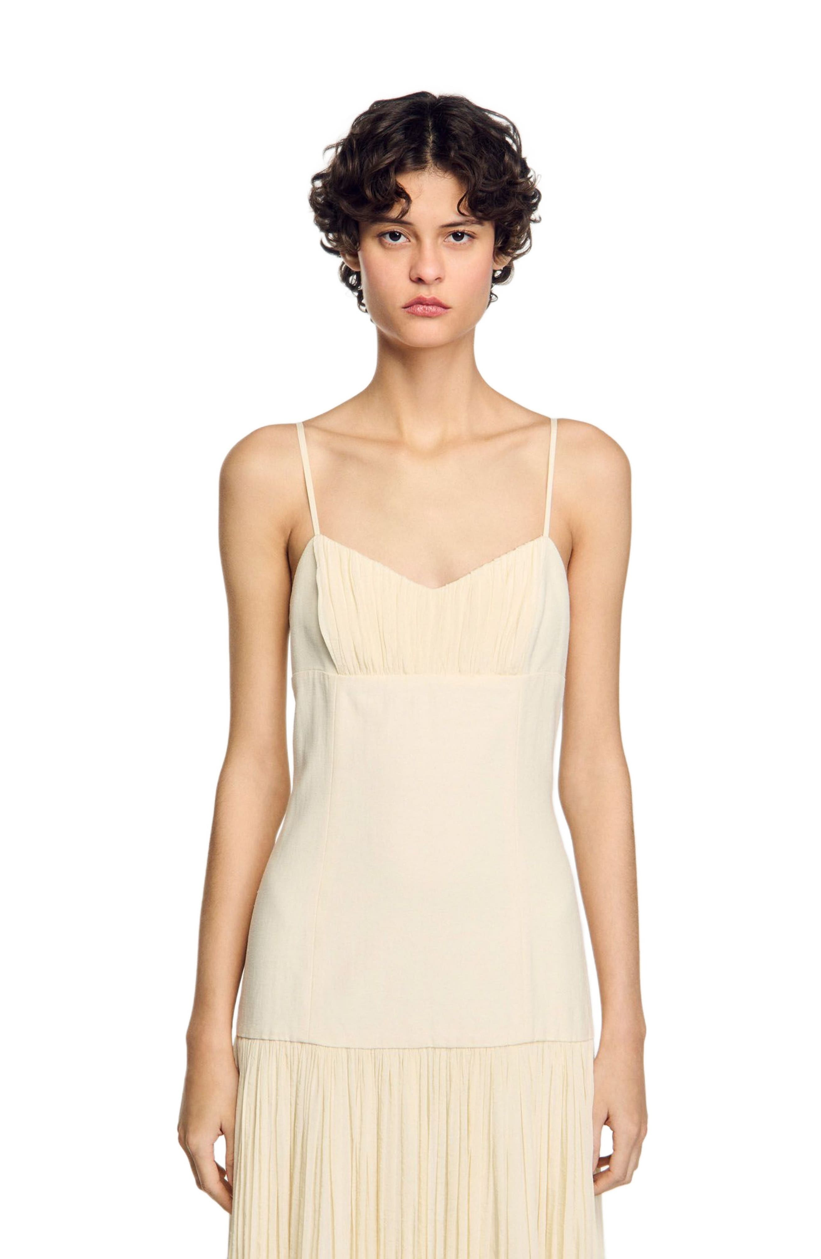 SANDRO Pleated maxi dress in Ecru at Nordstrom - 1