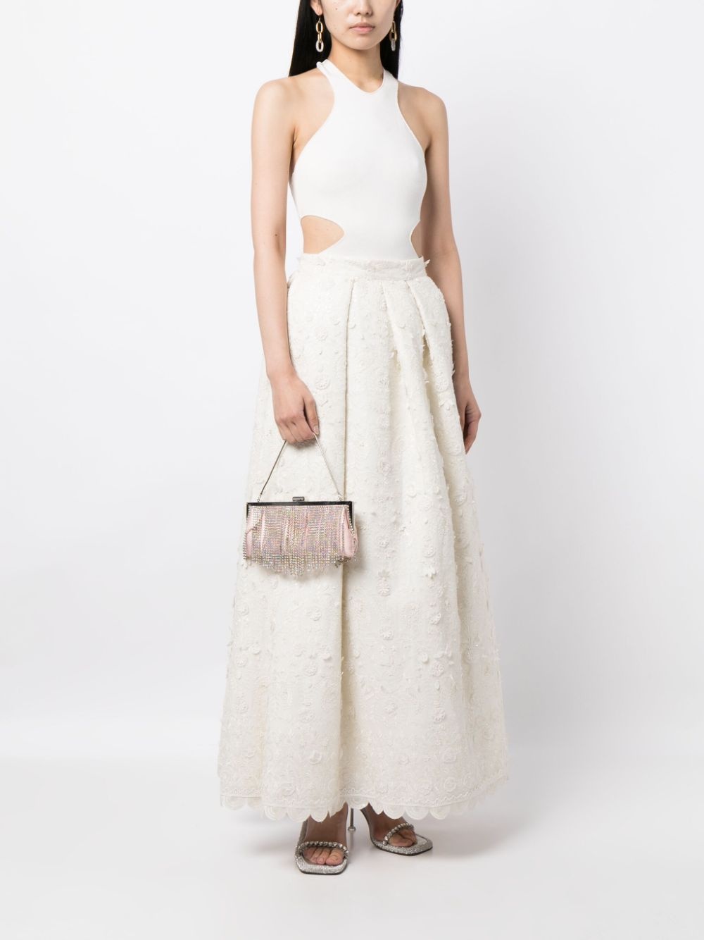Pyaar floral-appliquÃ© full skirt - 2