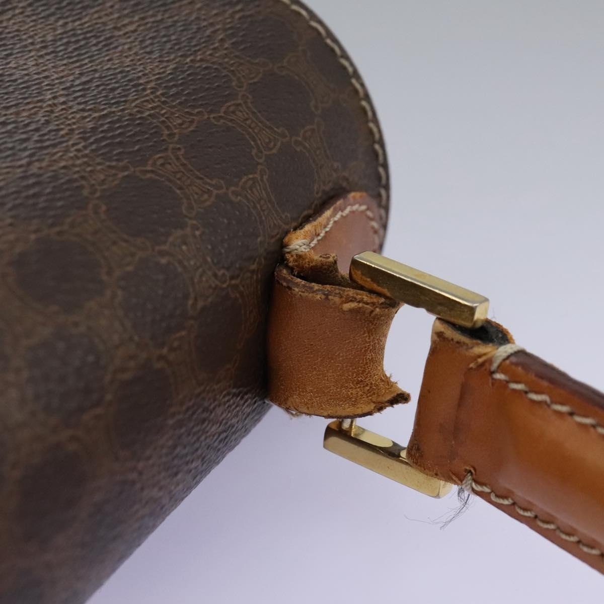 CELINE Macadam Canvas Hand Bag Pvc Leather Brown Gold - 12