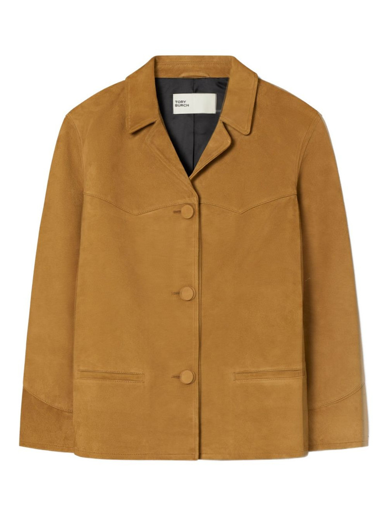single-breasted suede blazer 1