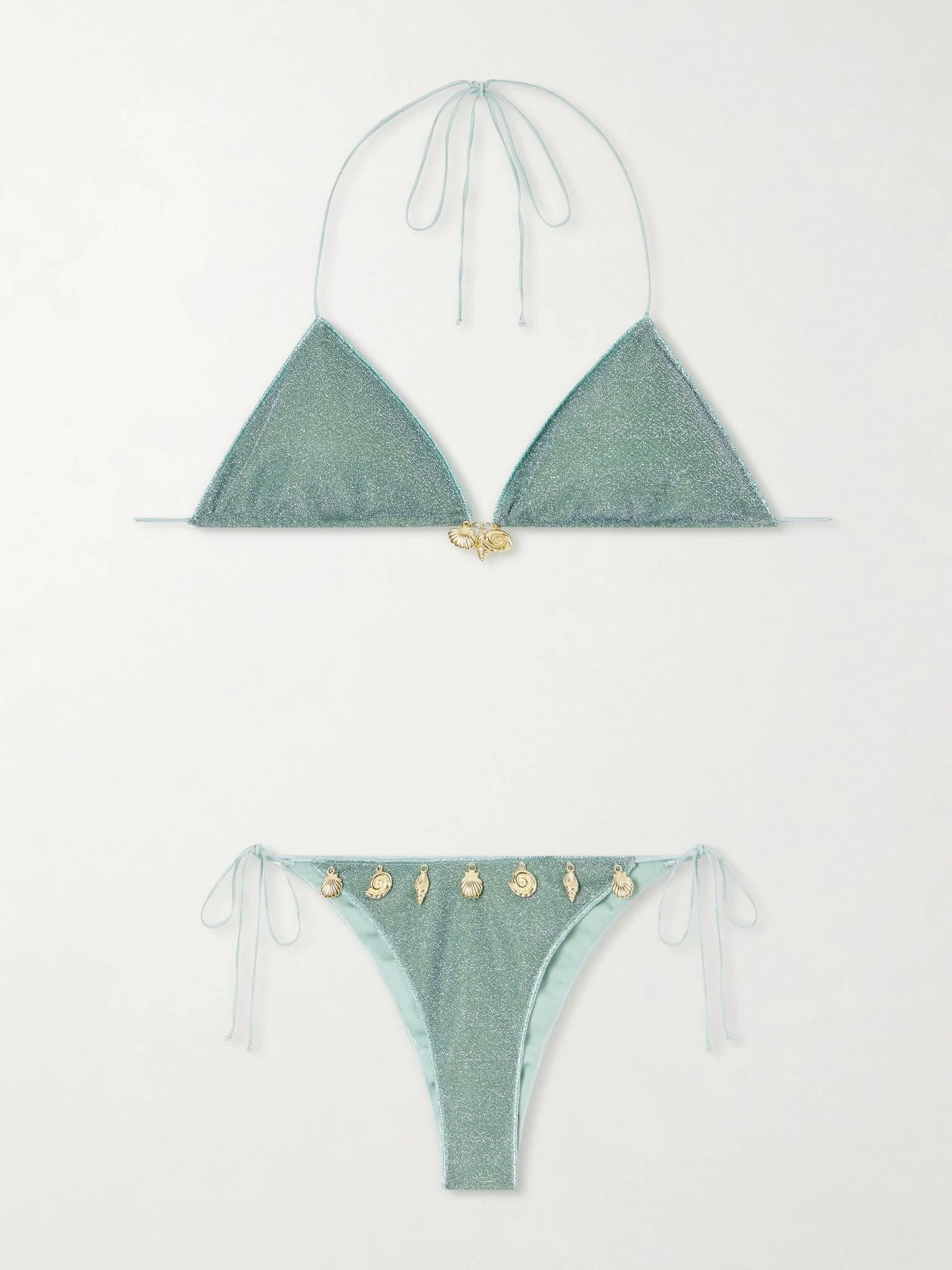 Lumiere metallic charm-detail bikini Jade - 1