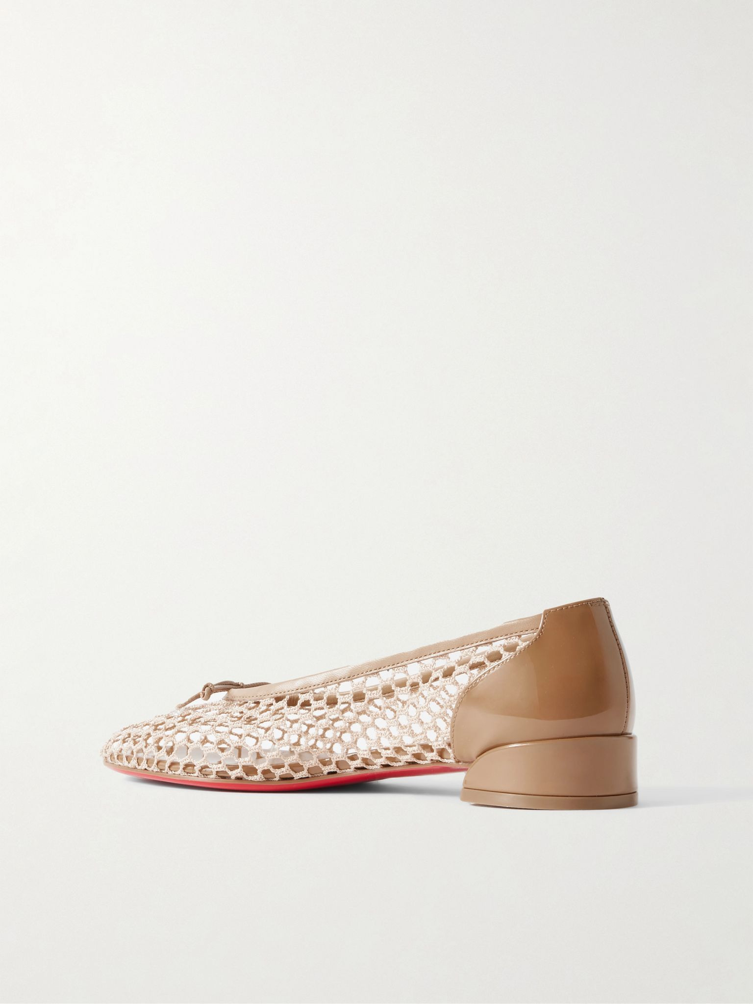 Sweetie Jane 20 patent leather-trimmed crocheted ballet flats Neutral - 3