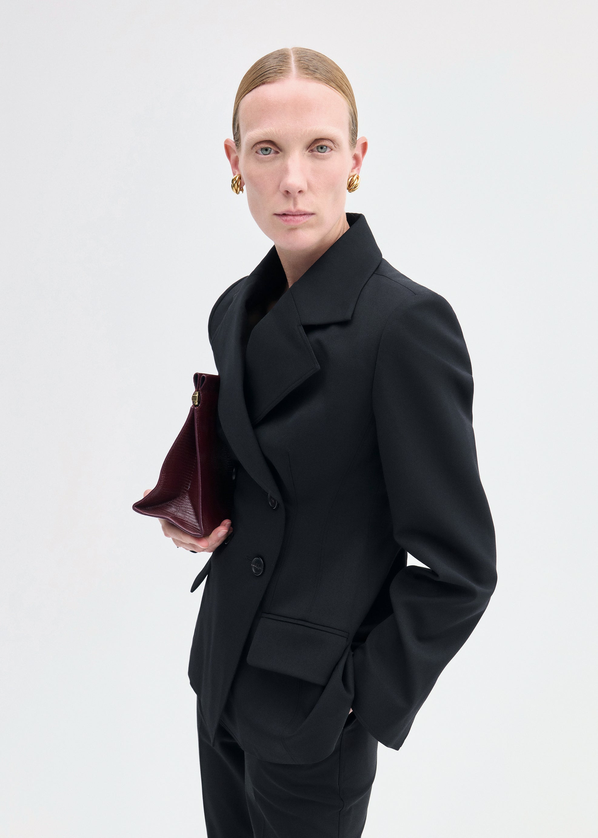 Double Breasted Fitted Blazer in Virgin Wool - 4