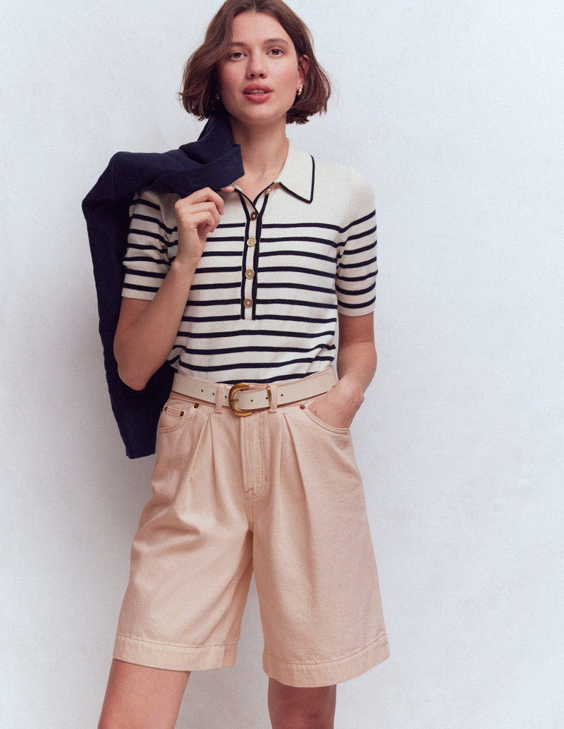 BODEN Denim Bermuda Short-Ecru outlook