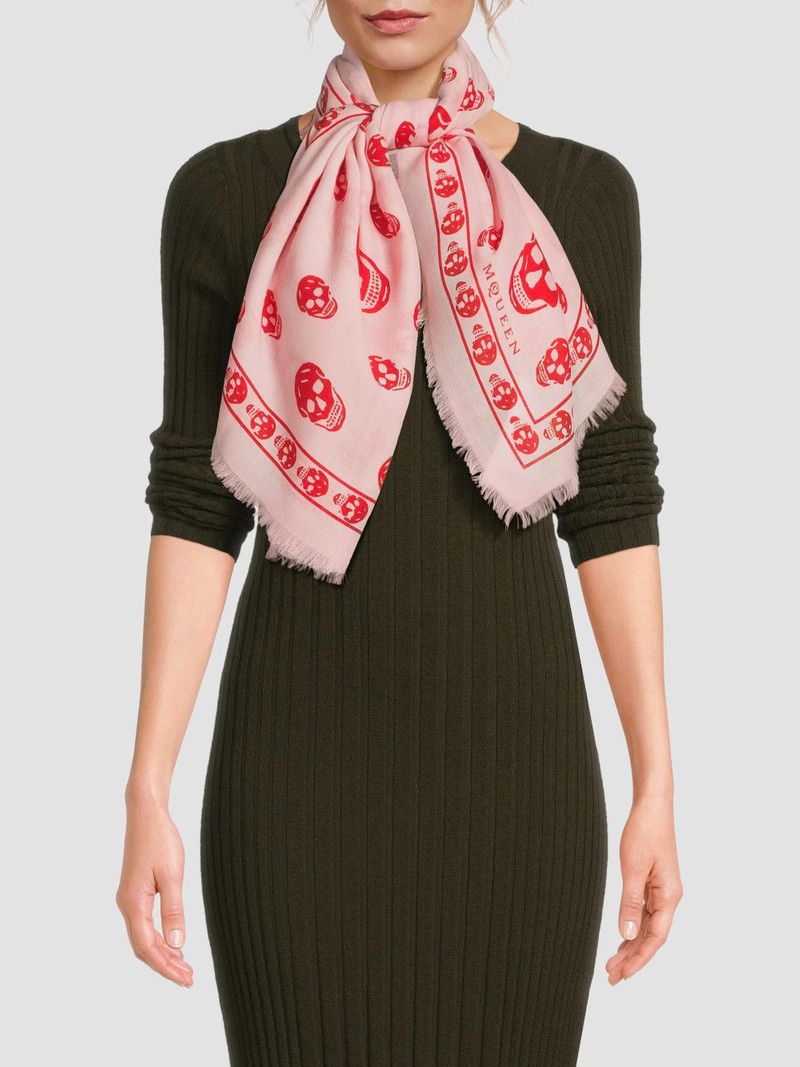 Women's Skull Wool Scarf - Rose Red 3