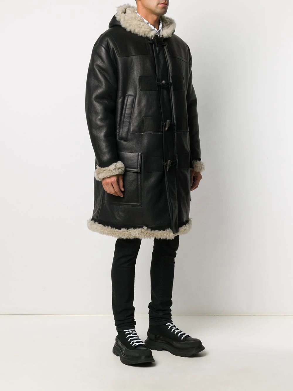 shearling-lined duffle coat - 3