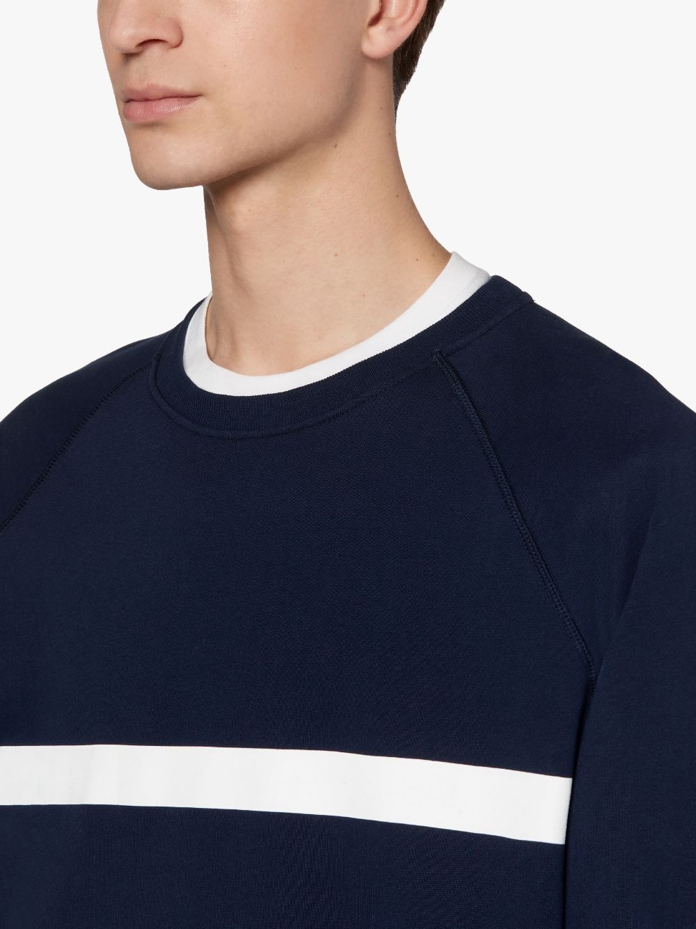NAVY X WHITE COTTON CREW NECK SWEATSHIRT | GJM-207 - 5