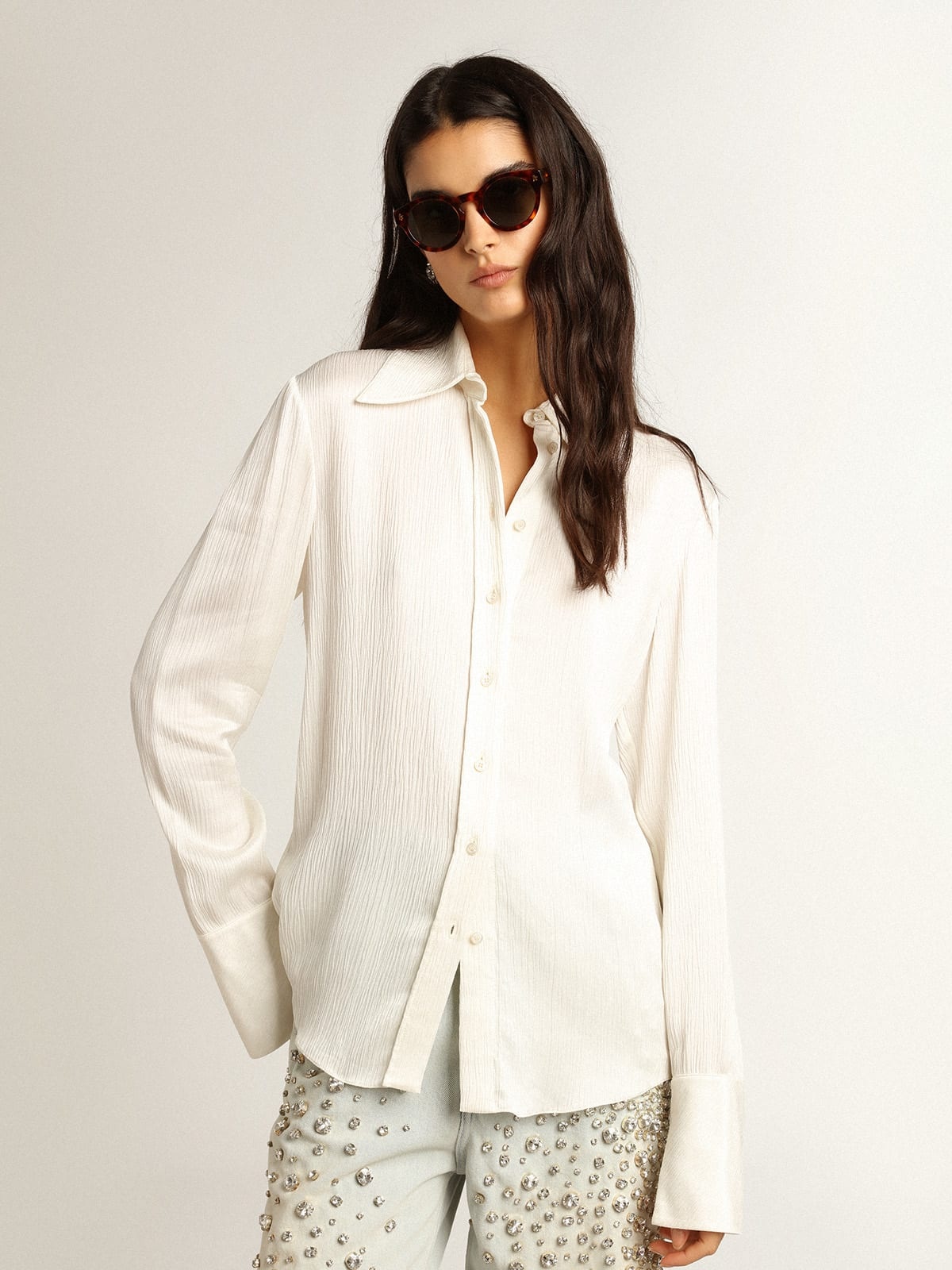 Parchment-colored slim-fit shirt - 2