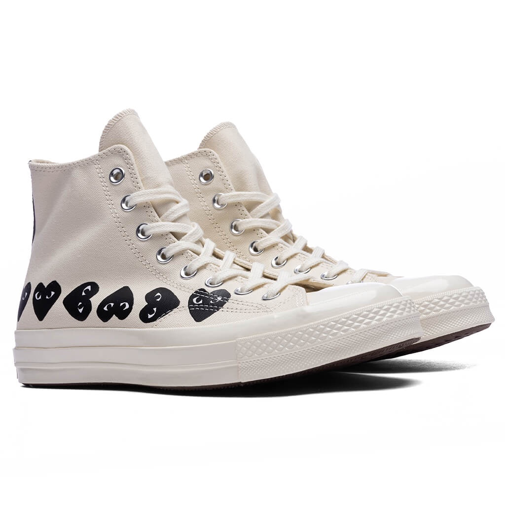 CONVERSE X COMME DES GARCONS PLAY ALL STAR CHUCK '70 HI MULTI HEART - MILK/BLACK - 2