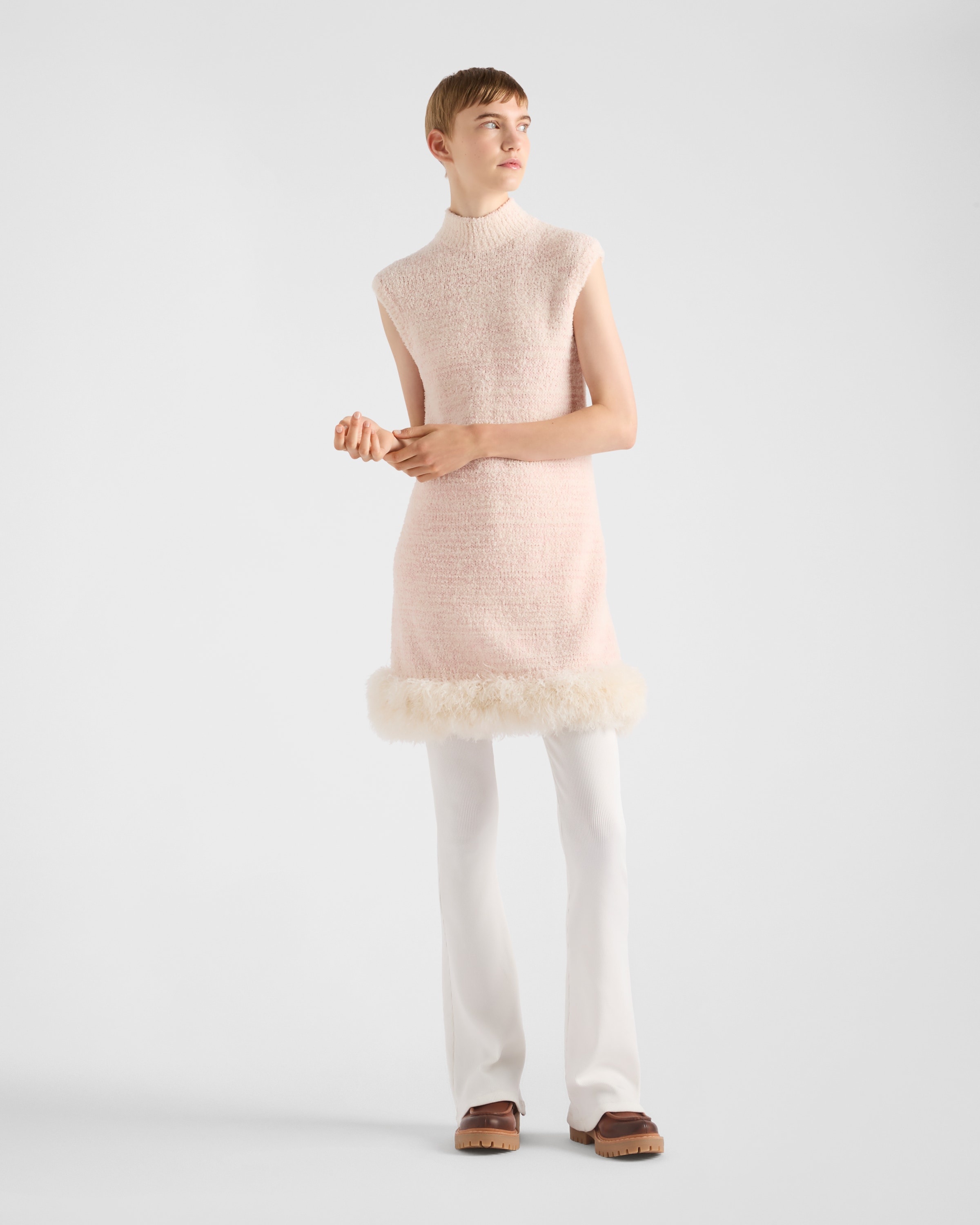 Cotton mini-dress with feathers - 2