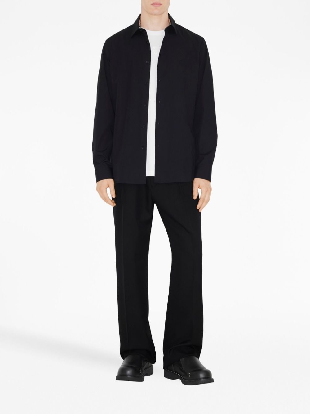 logo-embroidered long-sleeve shirt - 2