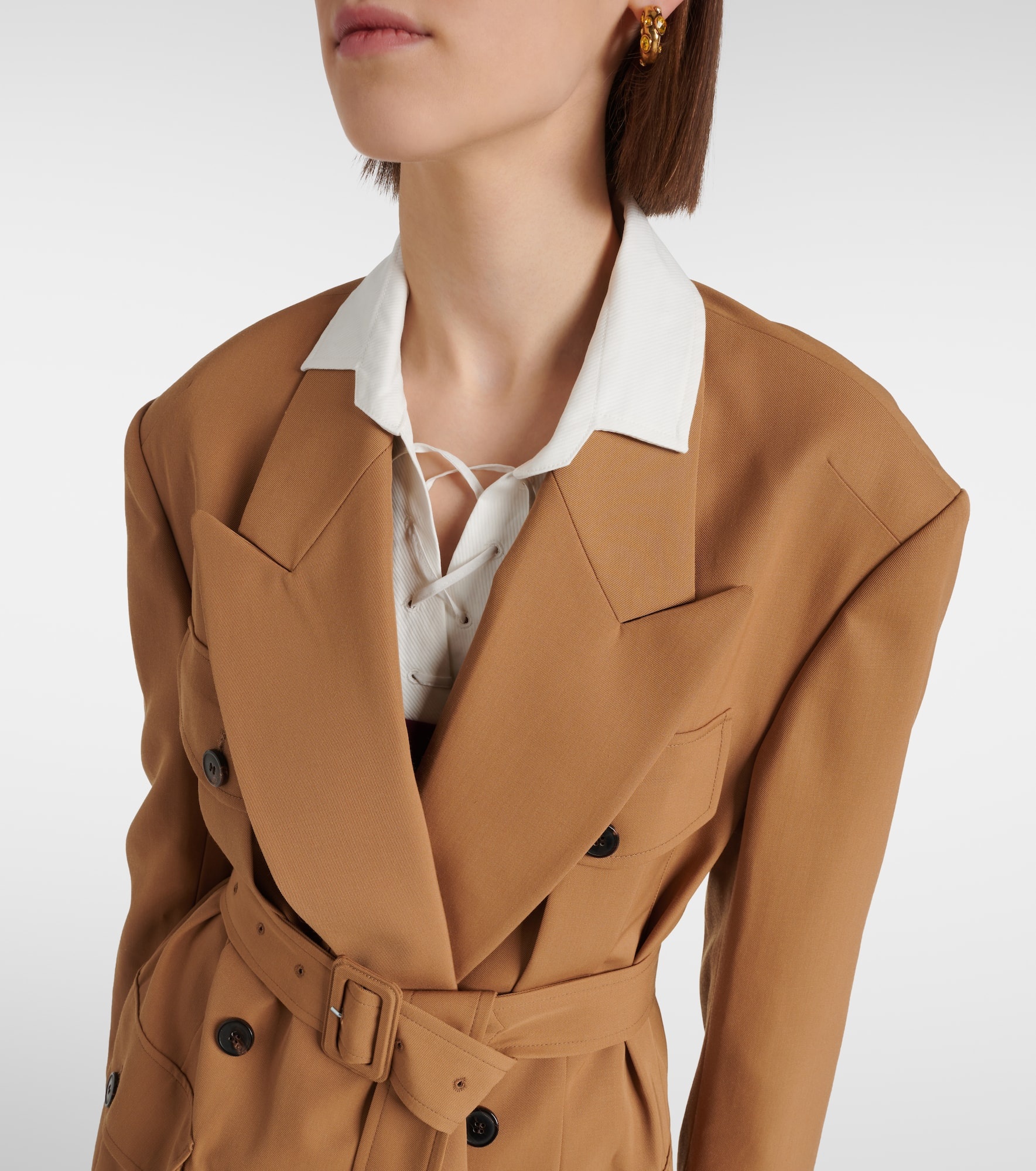 Double-breasted gabardine jacket - 4