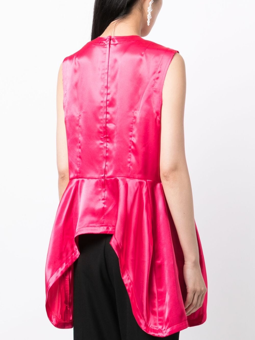 asymmetric-hem satin top - 4
