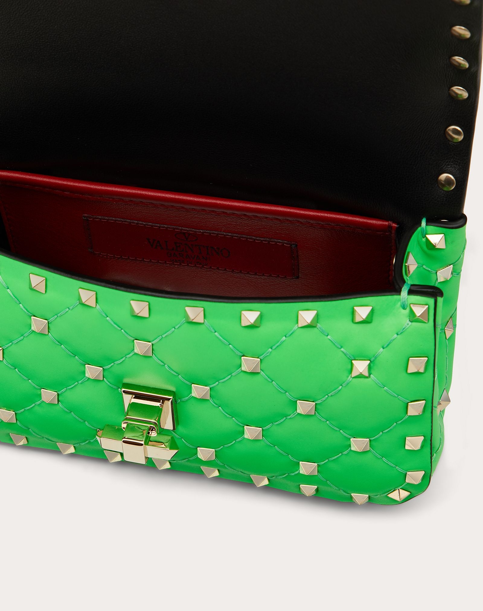 Mini Rockstud Spike fluo calfskin leather bag - 4