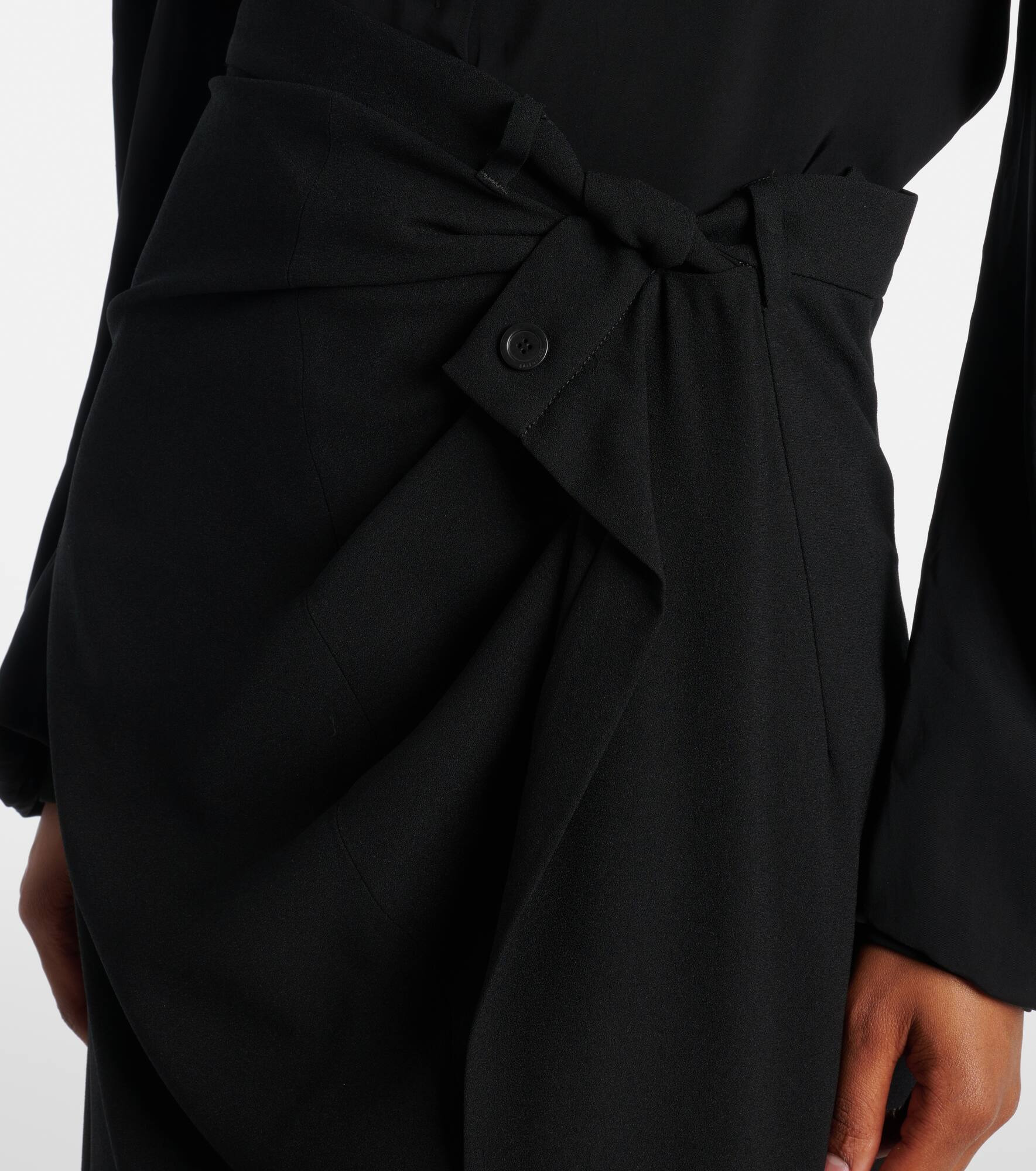 Draped gathered crêpe midi skirt - 4