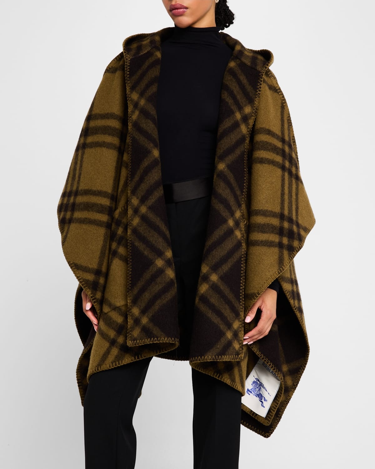 Catherine Reversible Check Hooded Cape - 4