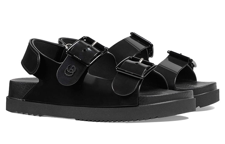(WMNS) Gucci Mini Double G Sandal 'Black Rubber' 660243-J8700-1000 - 3