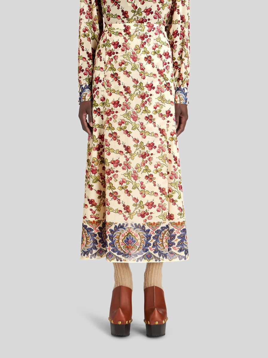 SILK MIDI SKIRT WITH FRUIT - 2