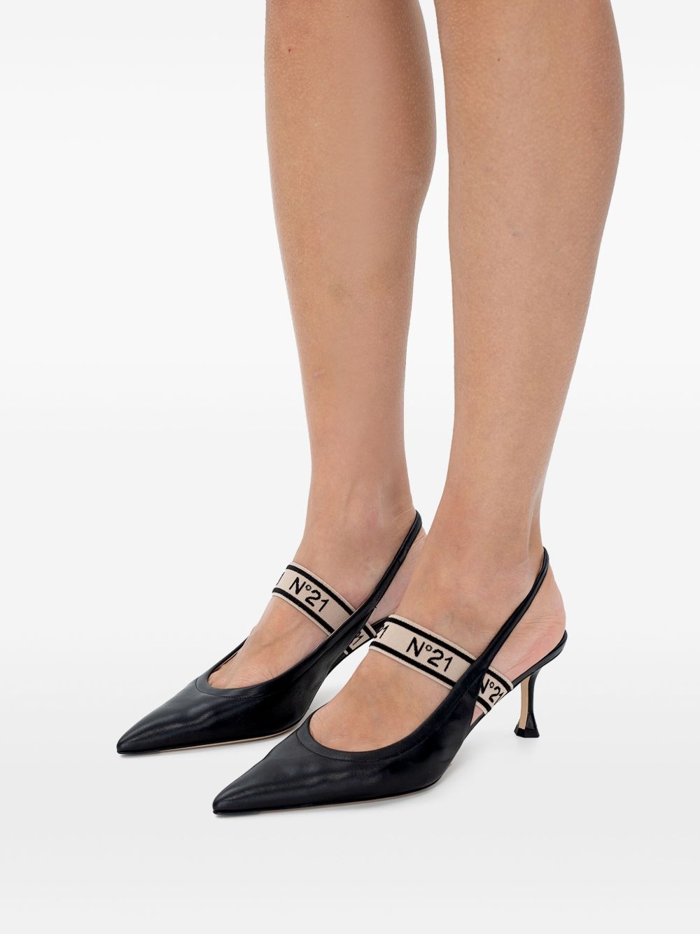 logo-strap slingback pumps - 2