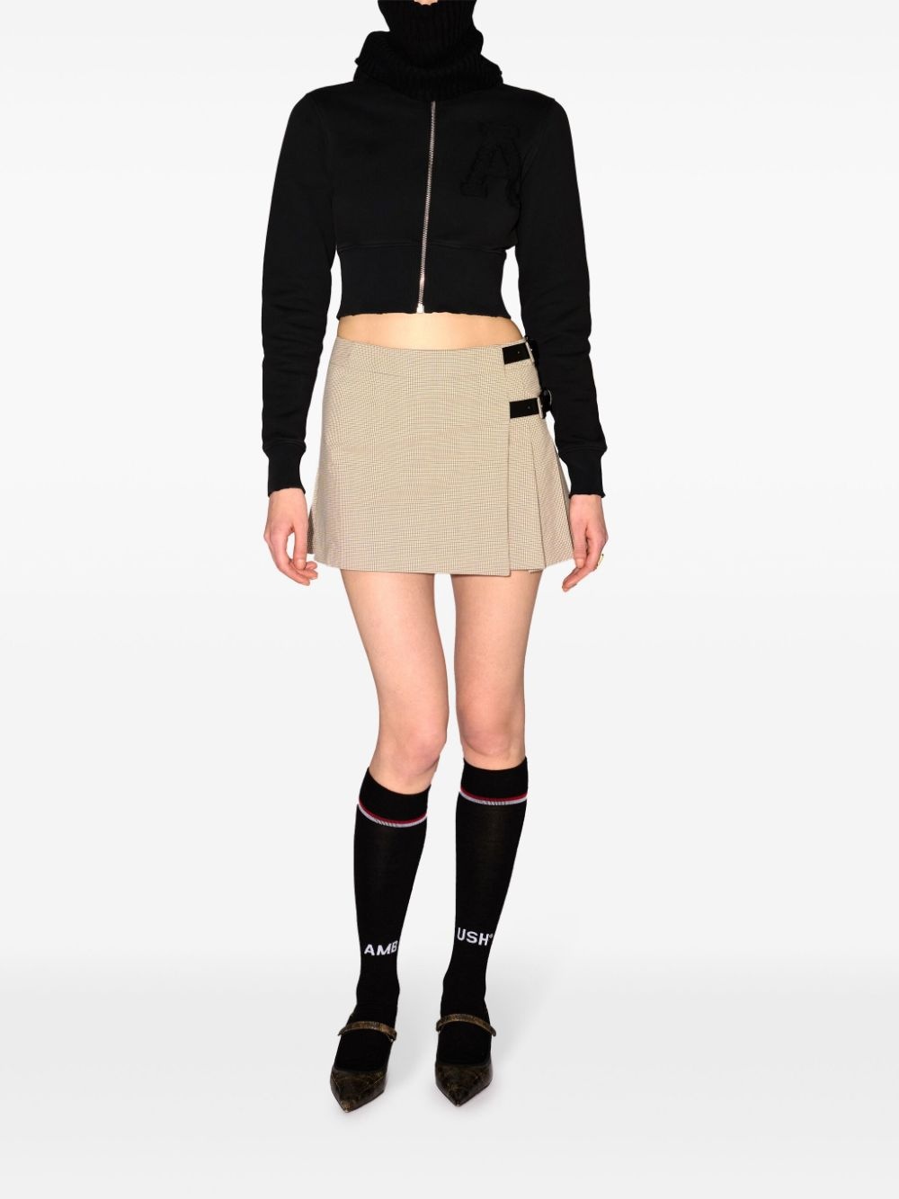 checkered belted miniskirt - 2