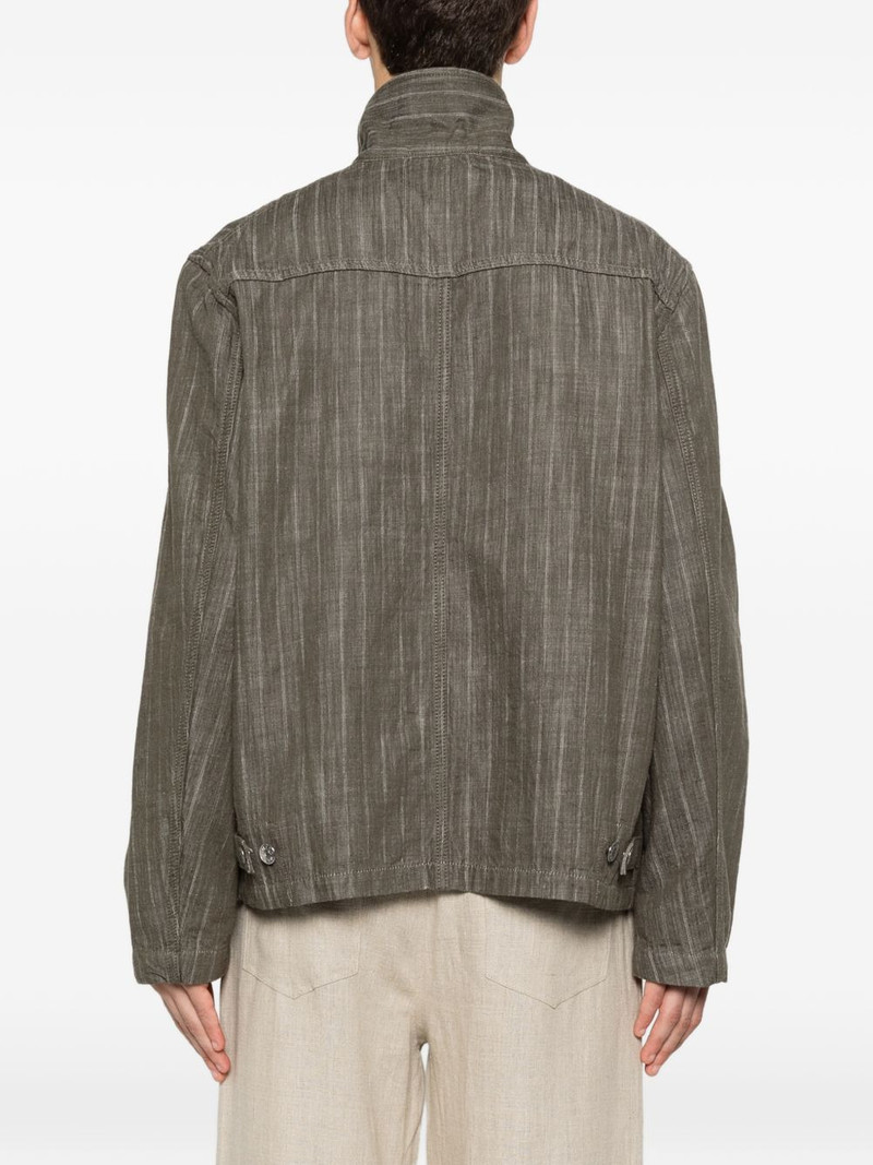 Labour stripe-pattern button-up jacket 4