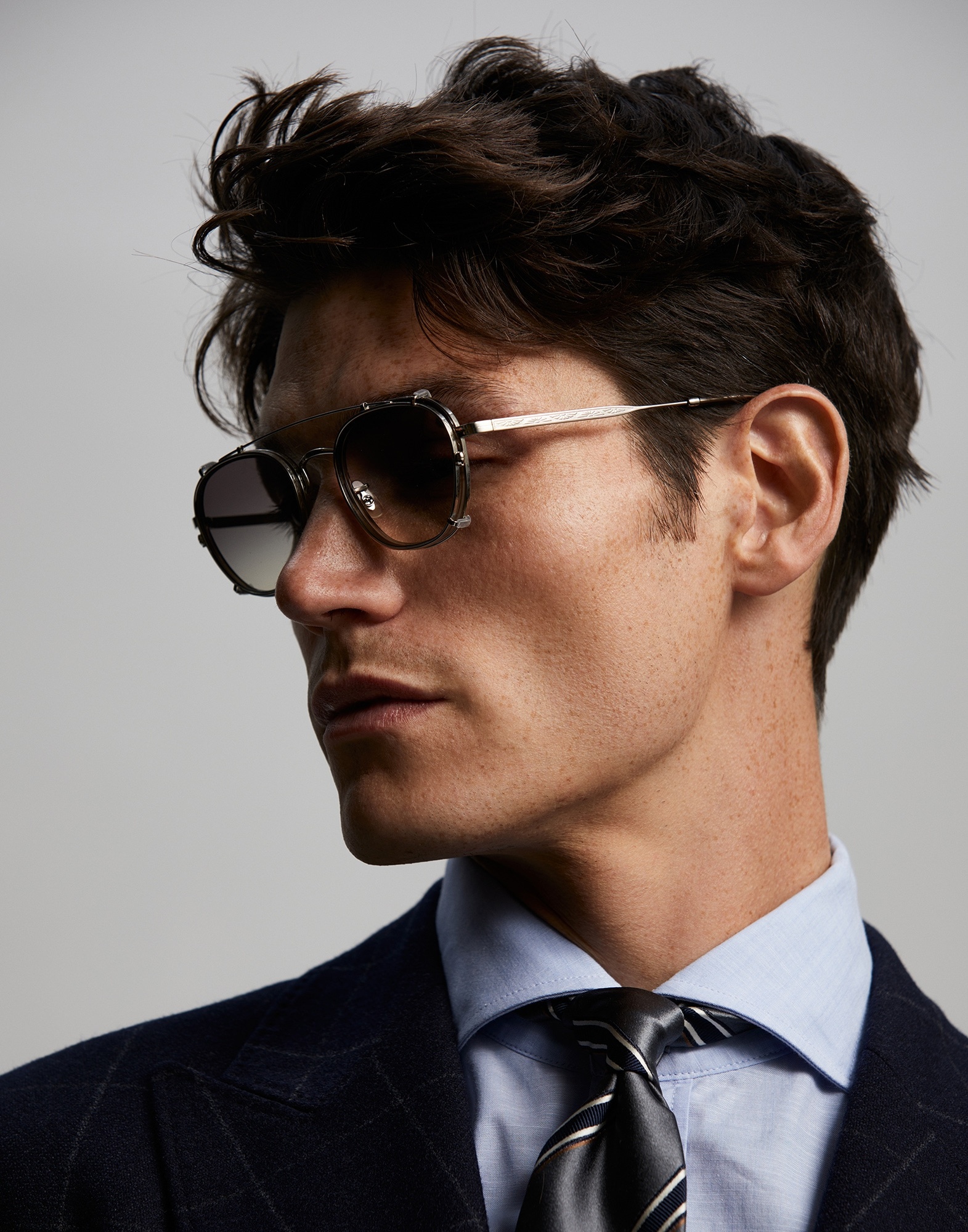 Lilletto titanium and acetate glasses with sun clip-on - 5