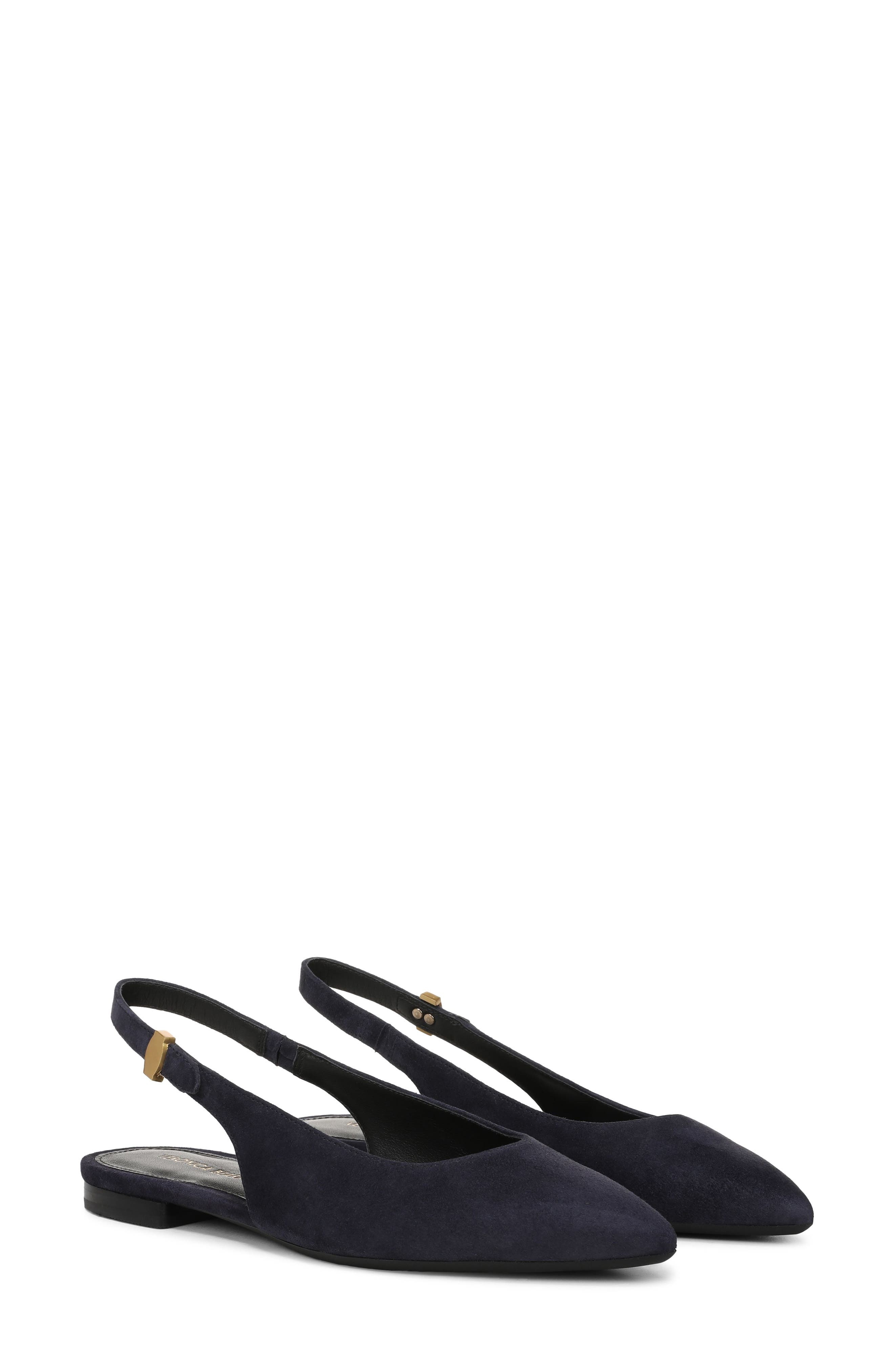 Veronica Beard Shina Slingback Pointed Toe Flat in Navy at Nordstrom - 8