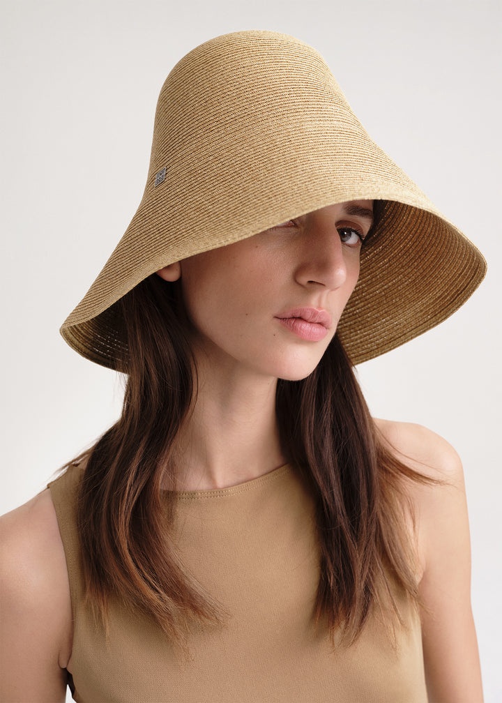 Woven paper straw hat crème - 4