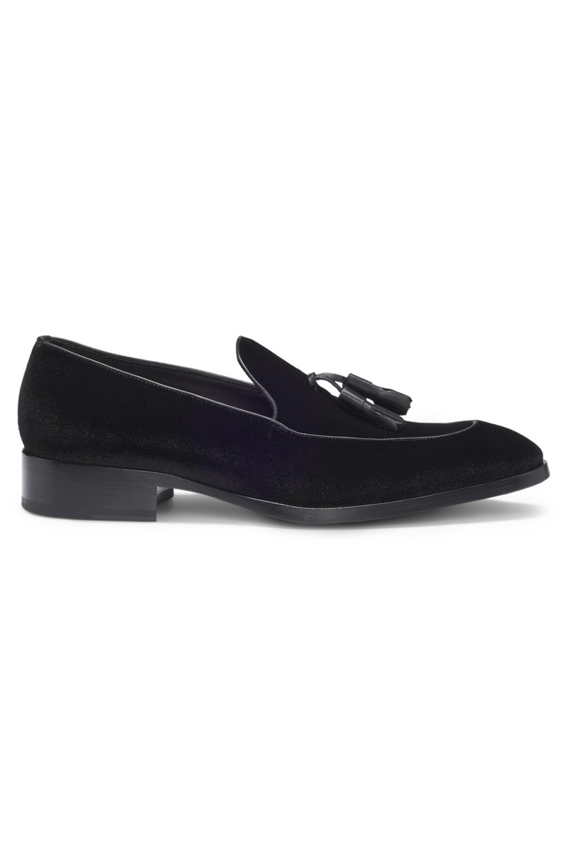 ITALIAN-MADE VELVET LOAFERS WITH TASSEL TRIM 1
