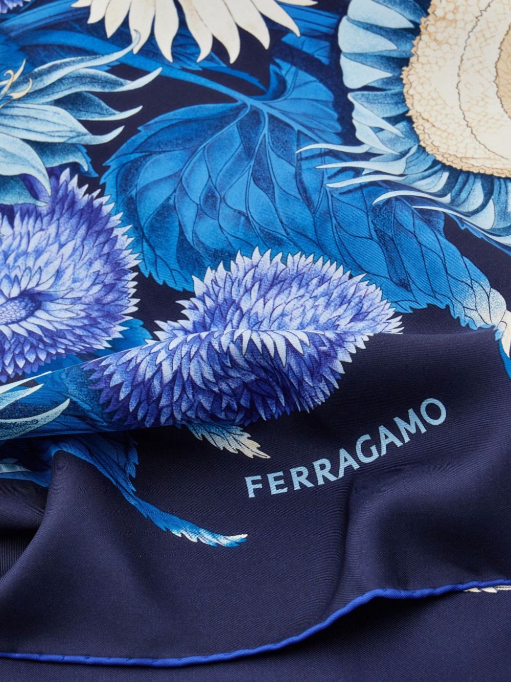 Sunflower print silk scarf - 2