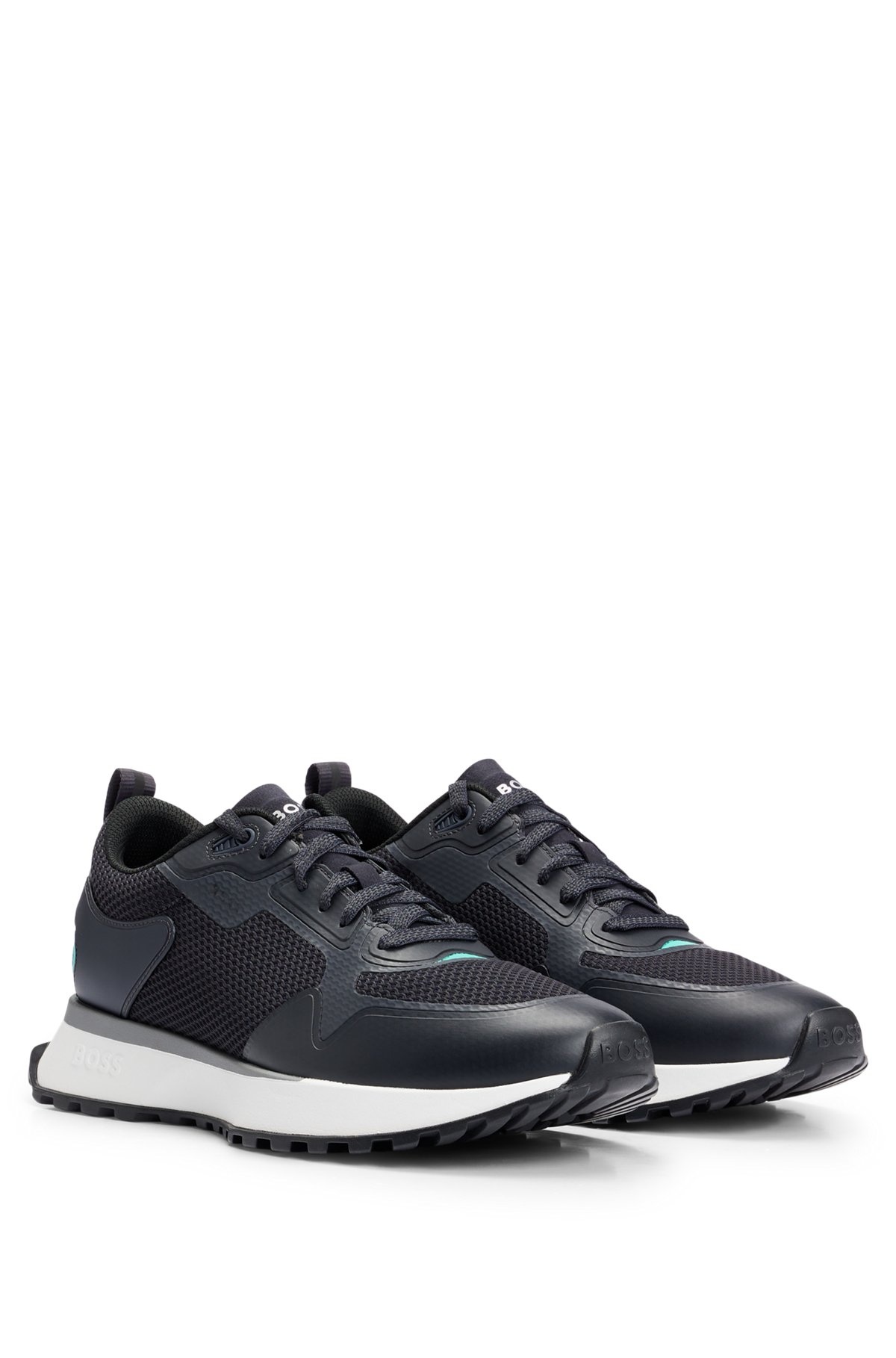 MIXED-MATERIAL TRAINERS WITH MESH DETAILS AND BRANDING - 2