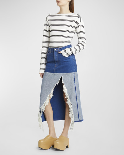 Marni Distressed Slit-Hem Midi Denim Skirt outlook