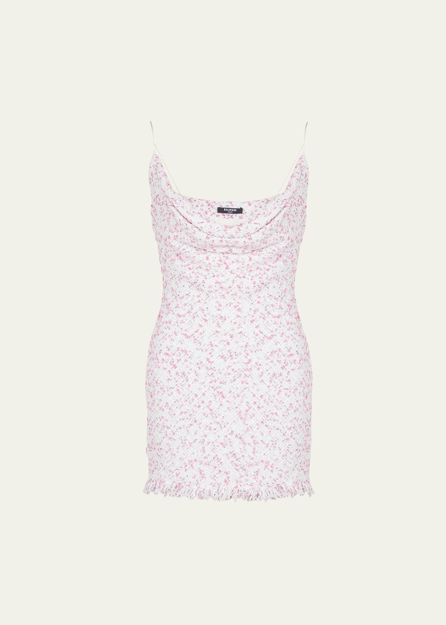 Cowl Polka Dot Tweed Mini Dress - 1