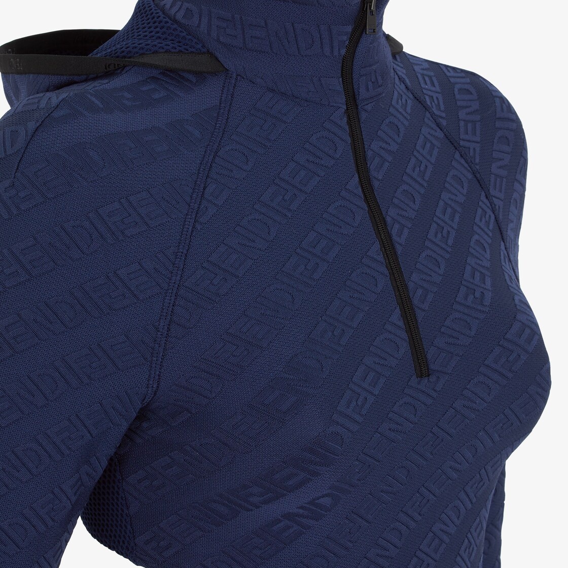 Blue FF jacquard tech knit top - 3