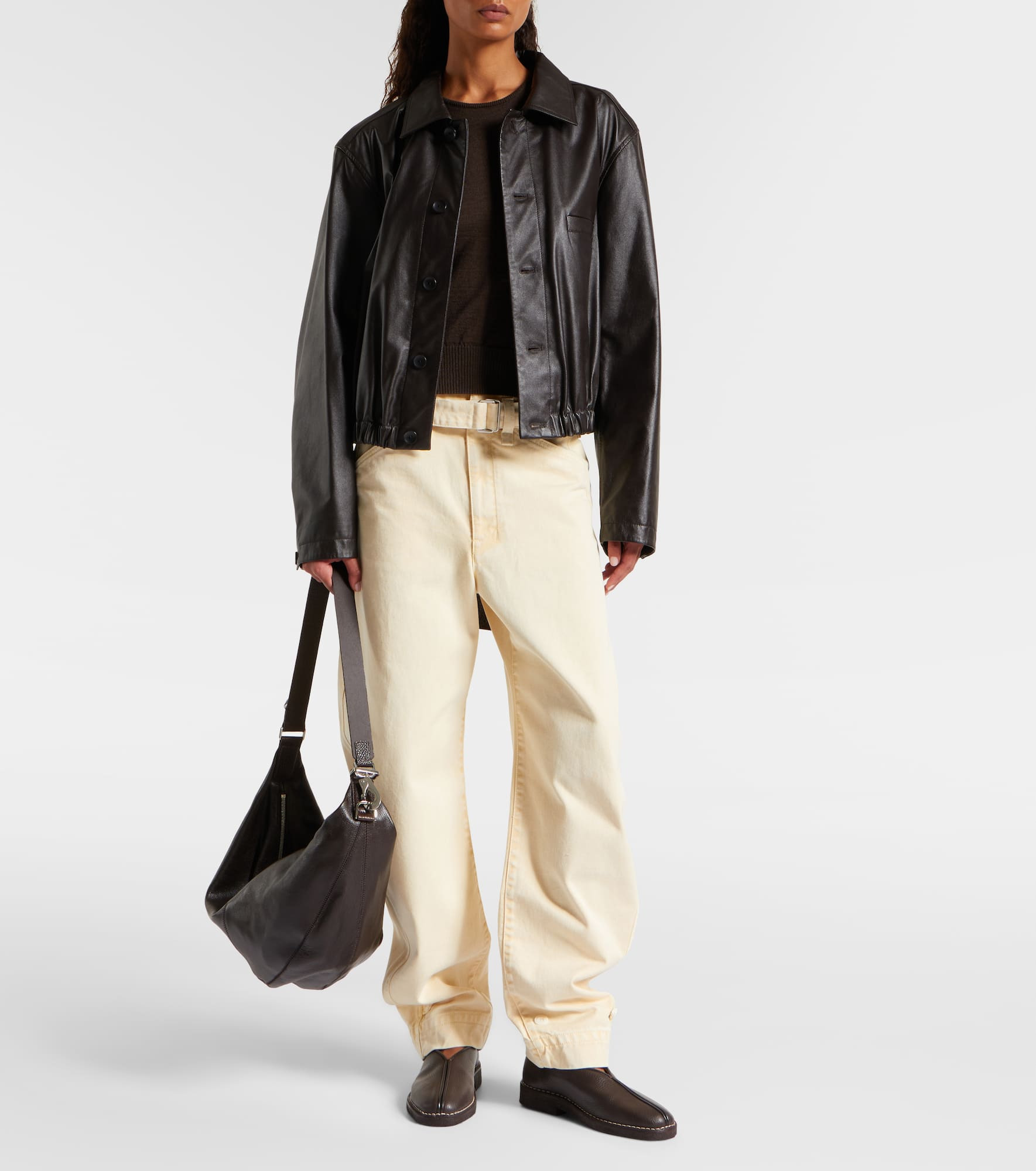 Piped leather loafers - 3