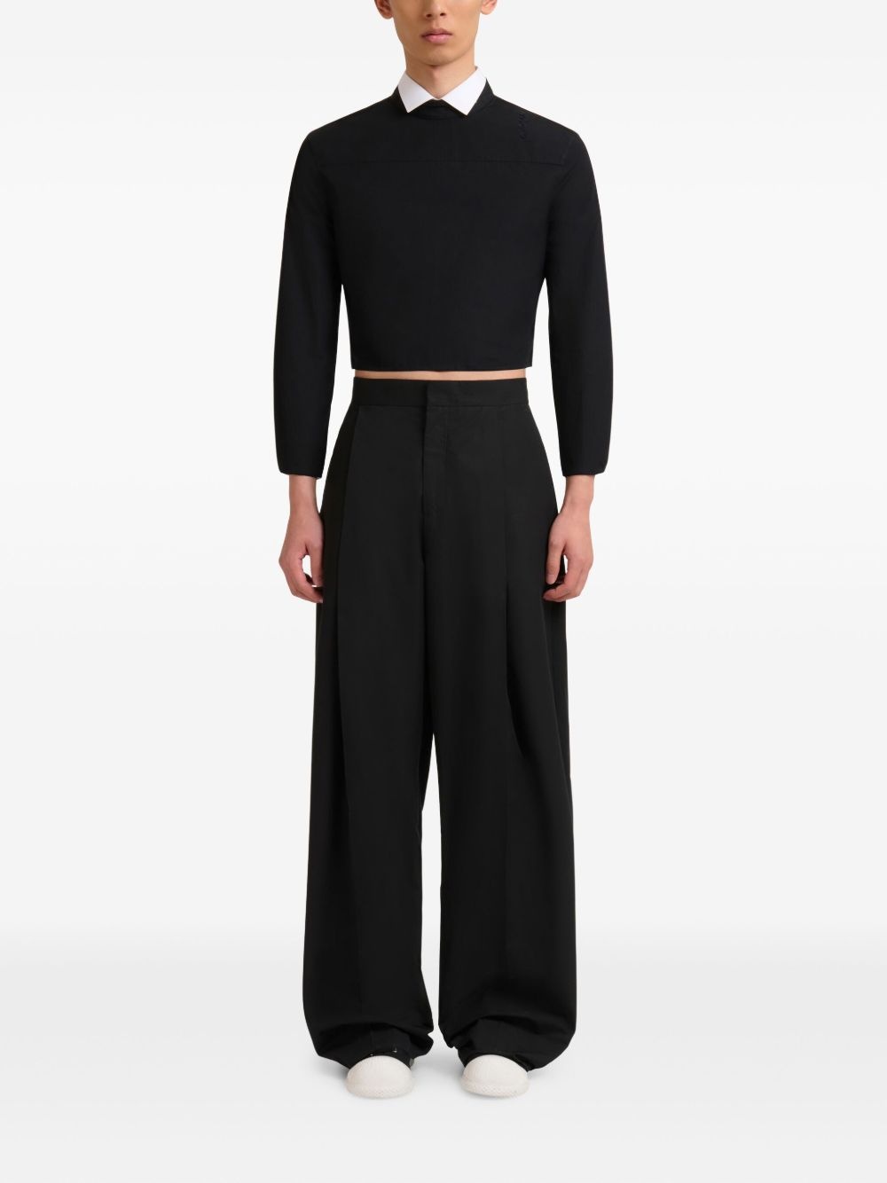 cotton wide-leg trousers - 2