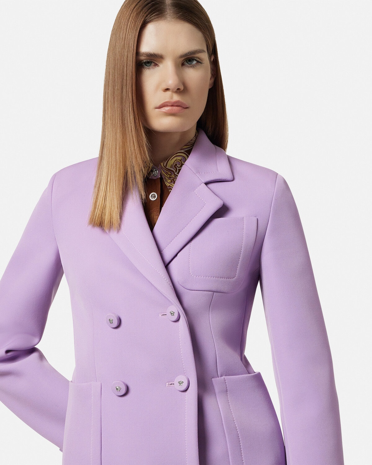 Scuba-Wool Double-Breasted Fitted Blazer - 3