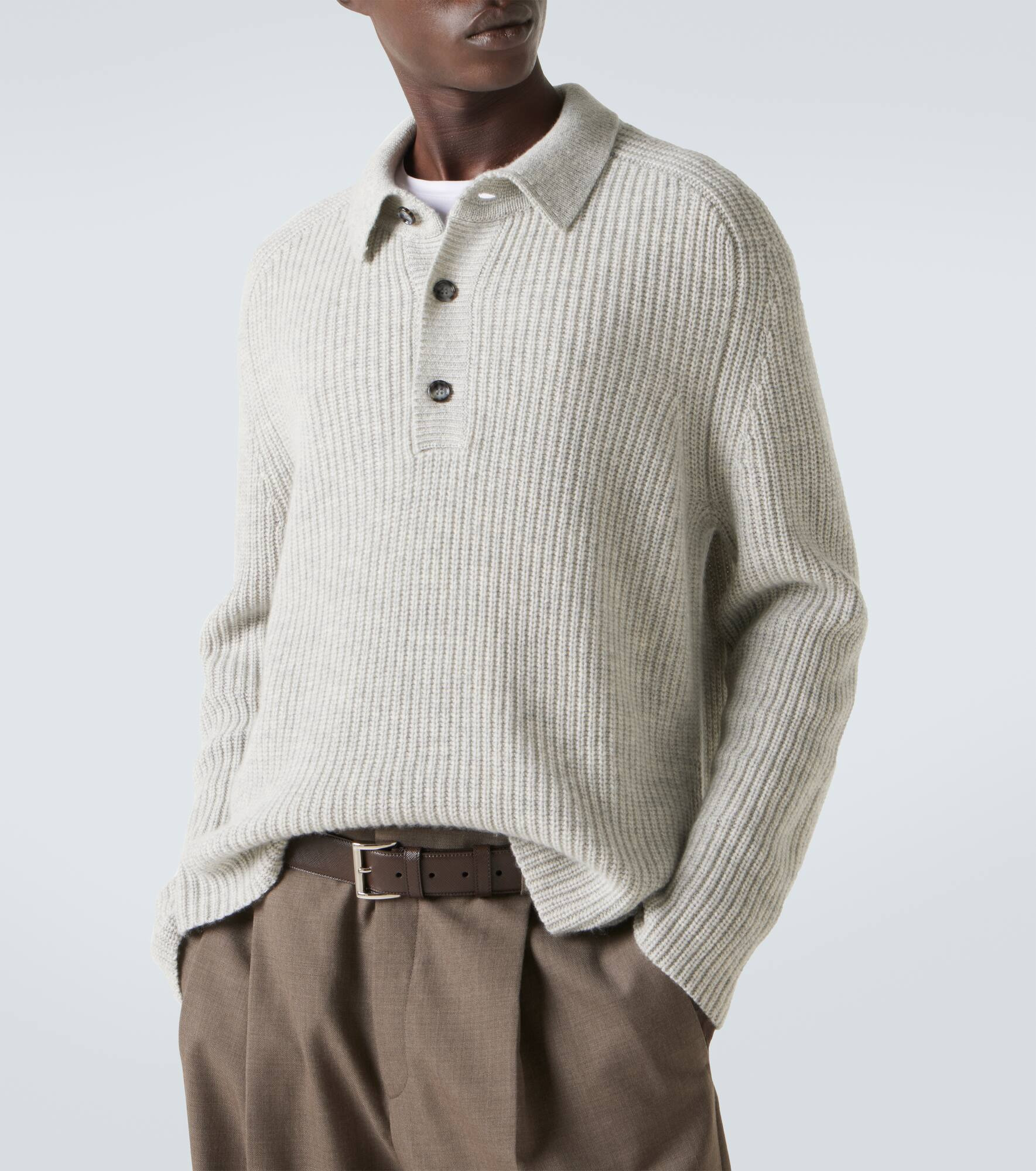 Wool and cashmere polo sweater - 5