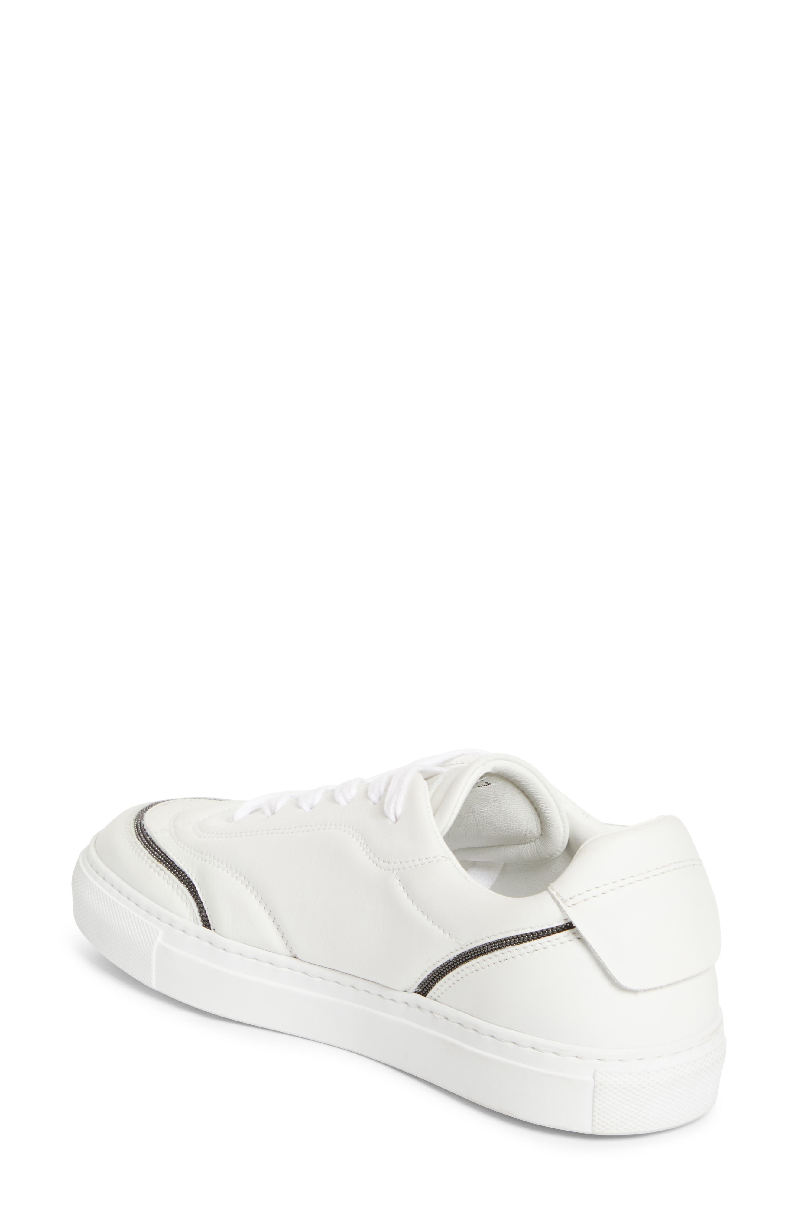 Brunello Cucinelli Monili Trim Low Top Sneaker in Blanco at Nordstrom - 2