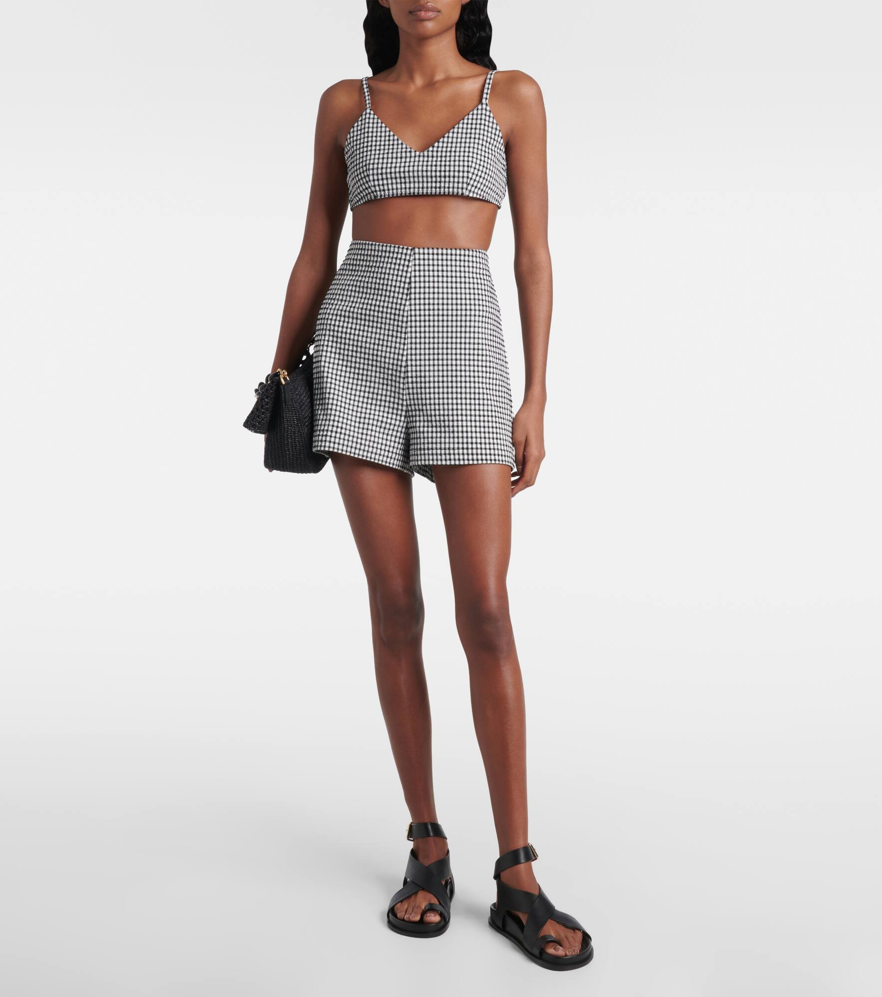 High-rise gingham shorts - 2