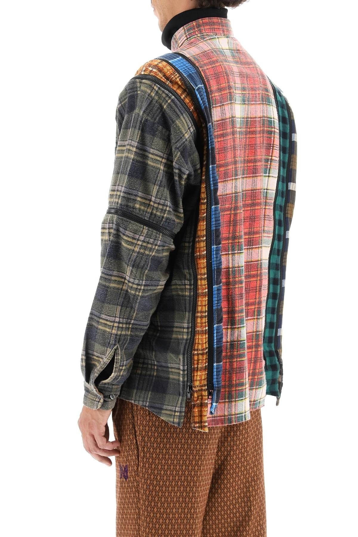 'REBUILD' PATCHWORK FLANNEL SHIRT WITH ZIPPERS NEEDLES - 4
