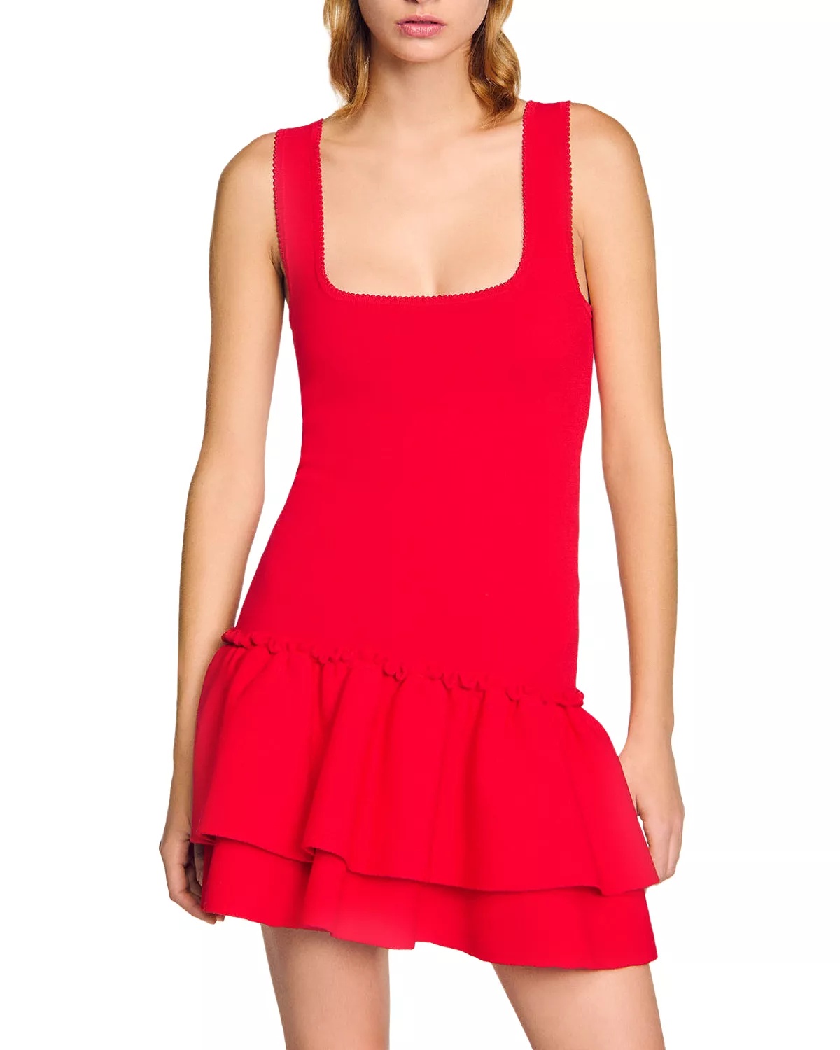 Ruffled Short Knit Dress - 1
