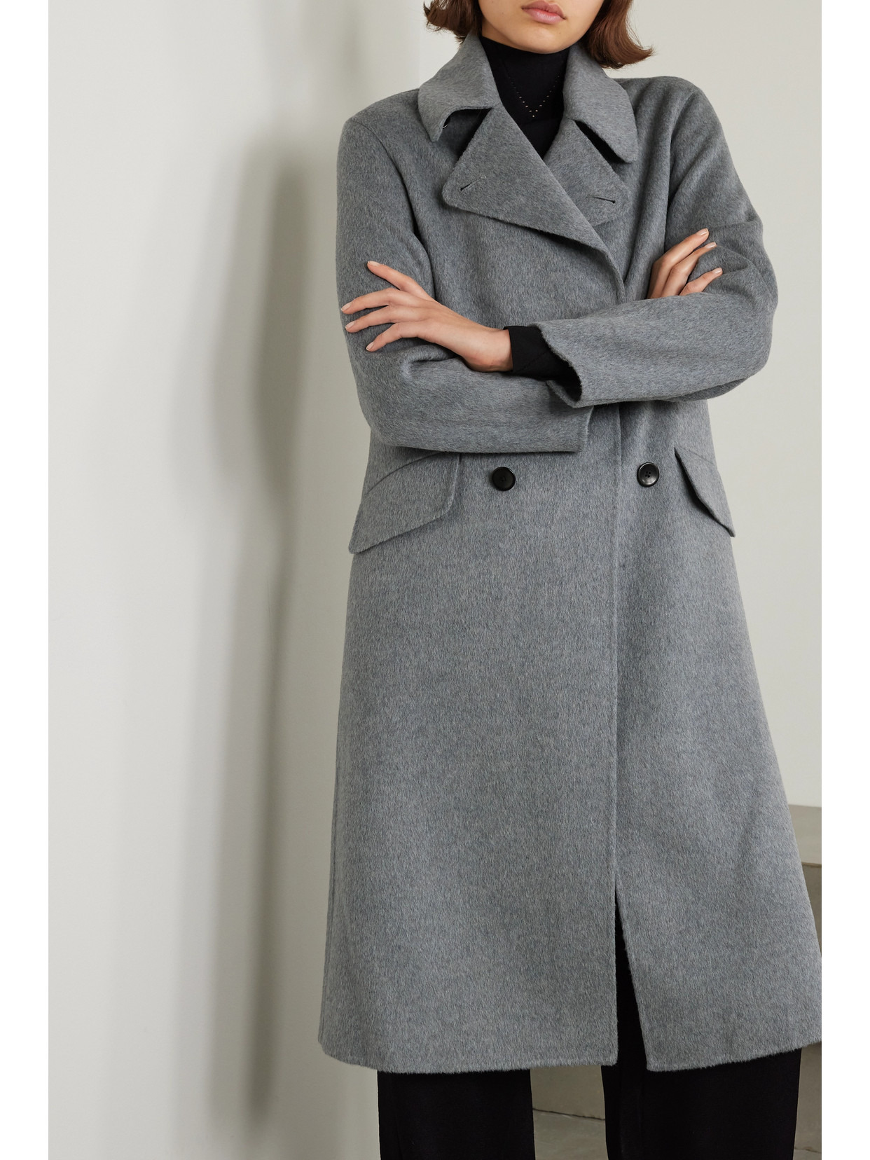 Emma Double-breasted Faux Fur-trimmed Wool-blend Coat - 6