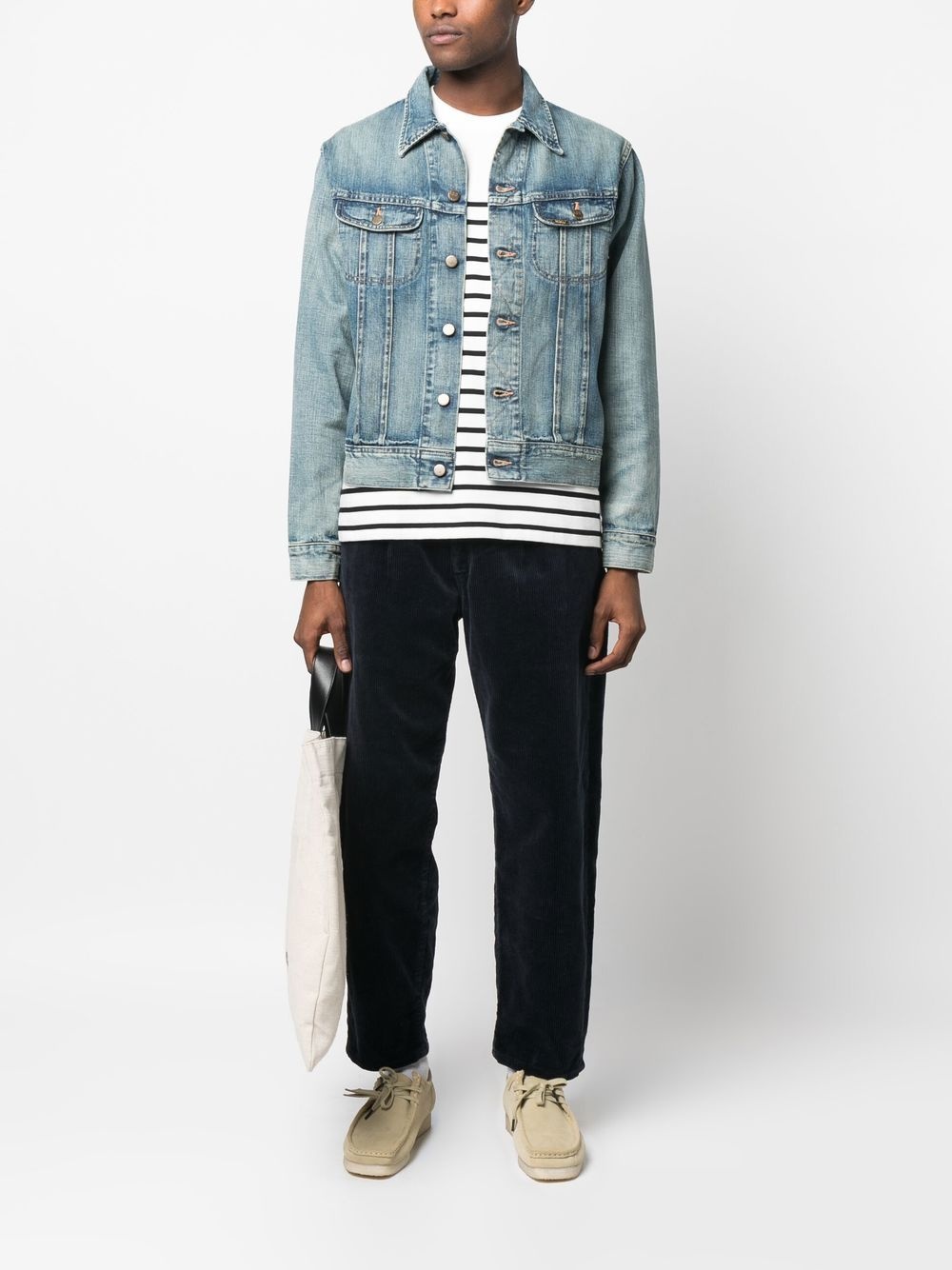 button-down fastening denim jacket - 2