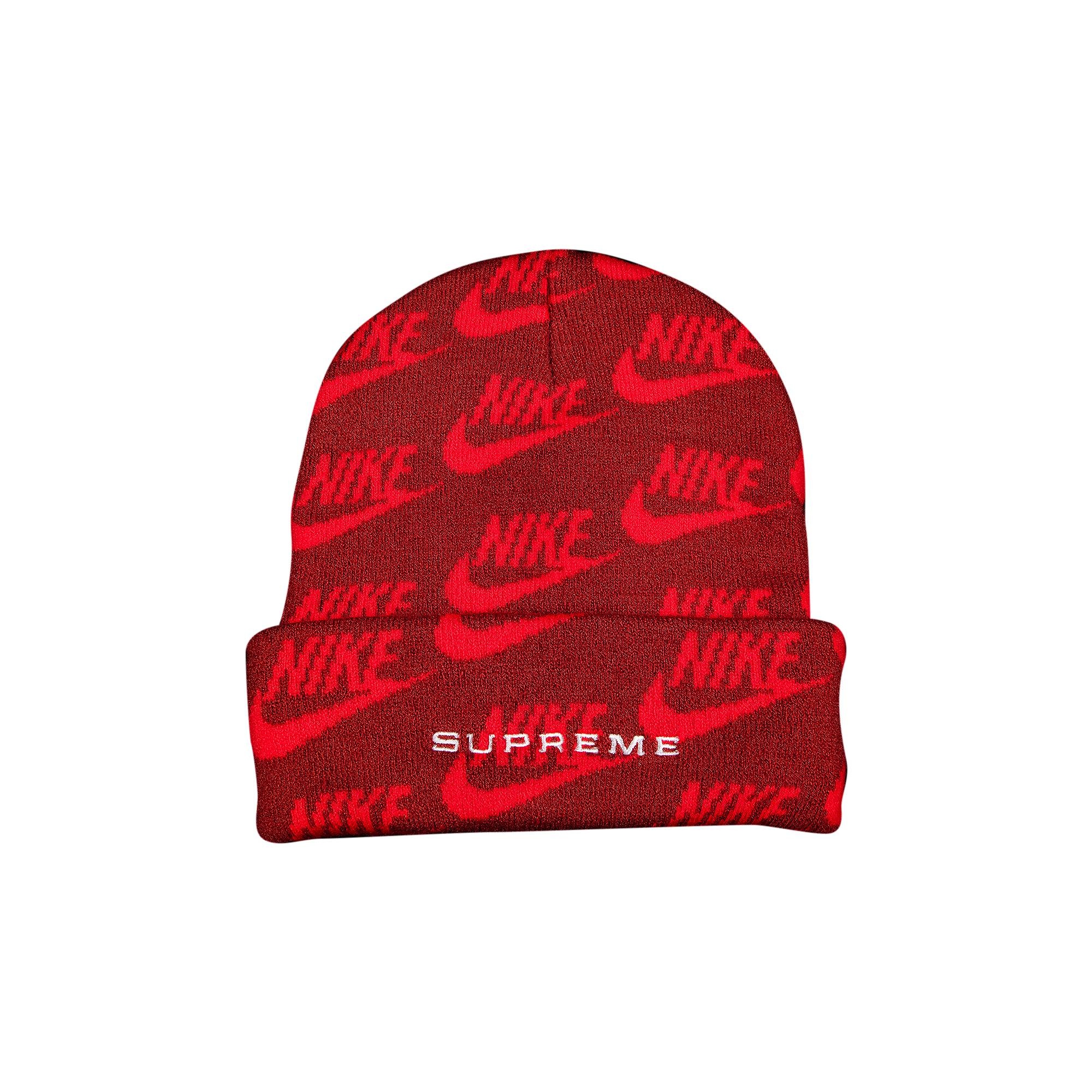 Supreme x Nike Jacquard Logos Beanie 'Red' - 1