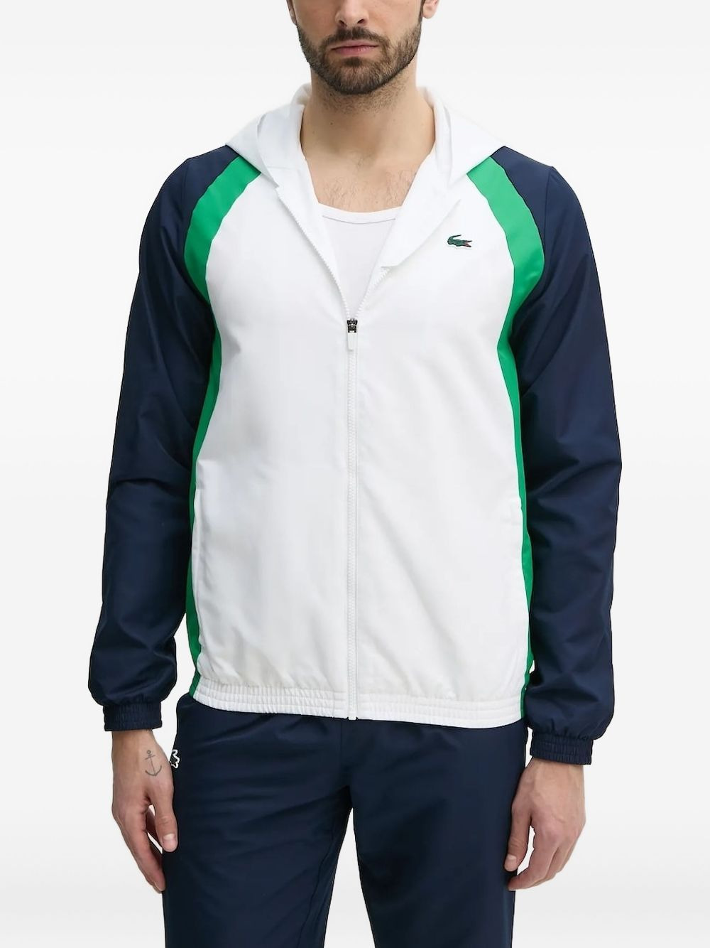 colour-block hooded jacket - 1