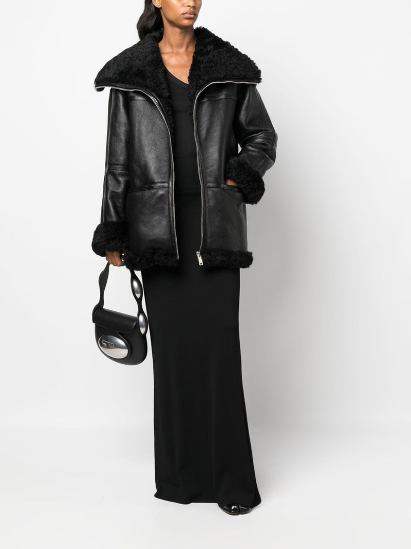 HALFBOY®️ panelled zip-up leather jacket outlook
