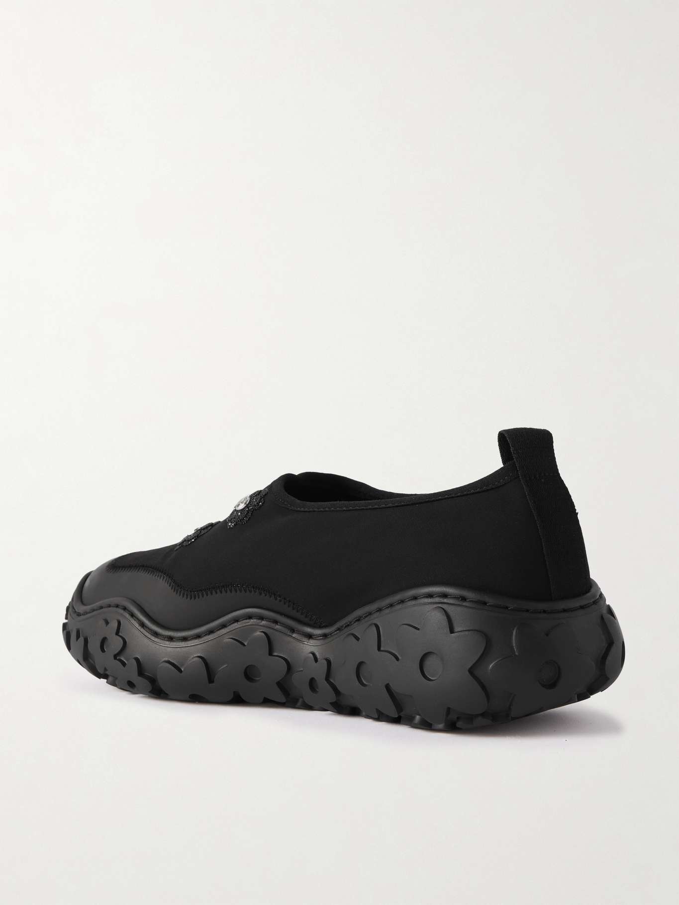 Glam embellished rubber-trimmed neoprene slip-on sneakers - 3