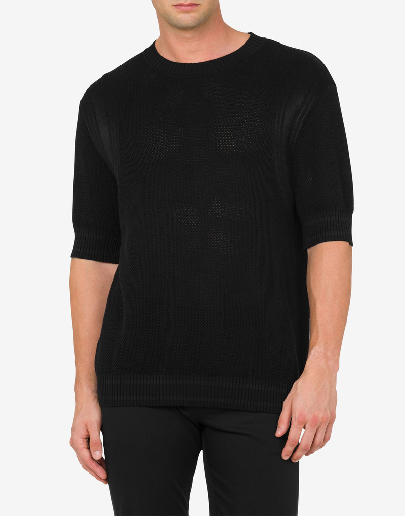 Moschino RUBBER LOGO OPEN-KNIT COTTON JUMPER outlook