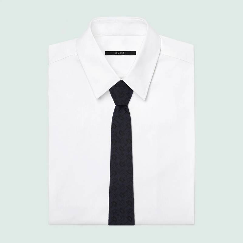 GUCCI Horsebit jacquard cotton wool tie outlook